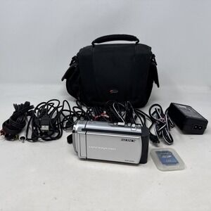 Sony Handycam DCR-SX63 16GB Camcorder Silver Bundle All Cords Memory Card & Case